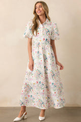 A Fresh Pick Ivory Floral Embroidered Maxi Dress