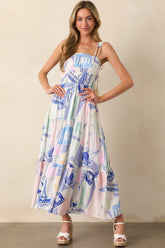 Adair Passport Print Blue Midi Dress