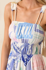 Adair Passport Print Blue Midi Dress