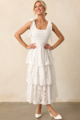 The Beauty Of Becoming Ivory Lace Tiered Maxi Dress