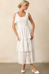The Beauty Of Becoming Ivory Lace Tiered Maxi Dress