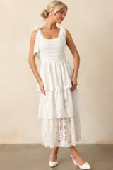 The Beauty Of Becoming Ivory Lace Tiered Maxi Dress