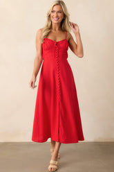 Tailor Made For You Red Button Front Maxi Dress