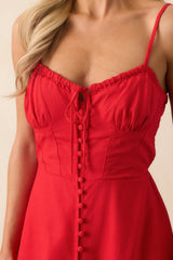 Tailor Made For You Red Button Front Maxi Dress