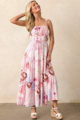 Adair Passport Print Pink Midi Dress