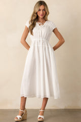 Discover Who You Are Ivory Cotton Cap Sleeve Midi Dress