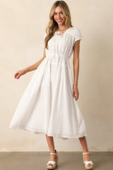 Discover Who You Are Ivory Cotton Cap Sleeve Midi Dress