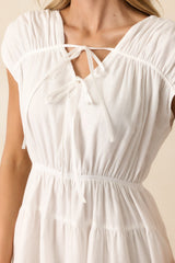 Discover Who You Are Ivory Cotton Cap Sleeve Midi Dress