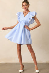 Fairchild Blue Micro Gingham Cotton Mini Dress