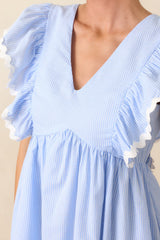 Fairchild Blue Micro Gingham Cotton Mini Dress