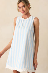 York Bonnet Blue Stripe Scallop Shift Dress