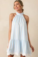 Gatsby Bonnet Blue Stripe Scalloped Swing Dress