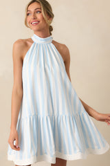 Gatsby Bonnet Blue Stripe Scalloped Swing Dress