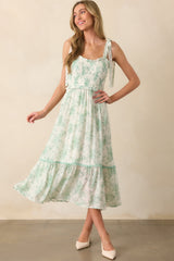 Happy Looks Good On You Light Green Toile Midi Dress