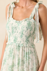 Happy Looks Good On You Light Green Toile Midi Dress