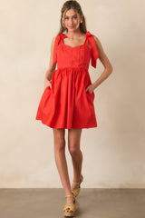 Love Without Limits Red Bow Strap Mini Dress