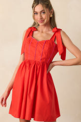 Love Without Limits Red Bow Strap Mini Dress