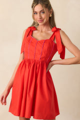 Love Without Limits Red Bow Strap Mini Dress