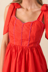 Love Without Limits Red Bow Strap Mini Dress