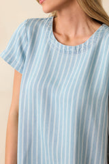 Finding The Courage Light Wash Stripe Chambray Mini Dress