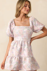 Once Upon A Time Lavender Floral Jacquard Mini Dress