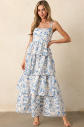 Happy To Be Here Blue Floral Embroidered Eyelet Maxi Dress