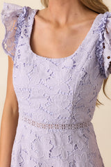 A Novel Approach Lavender Floral Embroidered Midi Dress
