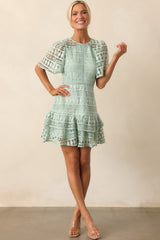 Perfect Ending Mint Green Embroidered Eyelet Mini Dress