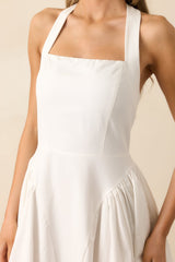 The Sweetest Thing White Cotton Halter Drop Waist Maxi Dress