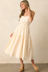 Everything & More Natural Cotton Crochet Bodice Midi Dress