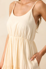 Everything & More Natural Cotton Crochet Bodice Midi Dress