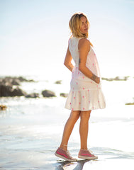 Nellie Linen Dress: Palm Embroidered