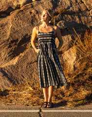 Jacey Textured Dress: Black Embroidered