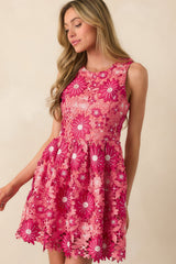 Celebrate Every Day Rose Pink Floral Embroidered Mini Dress