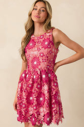 Celebrate Every Day Rose Pink Floral Embroidered Mini Dress