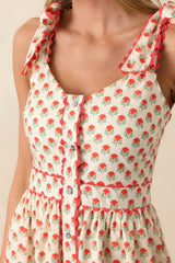 Hold Onto That Feeling Red Floral Cotton Sleeveless Maxi Dress