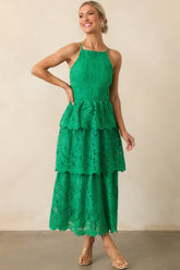 Pour Into Yourself Green Floral Embroidered Maxi Dress