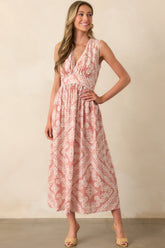 In Light Of It All Rose Pink Floral Gingham Maxi Dress