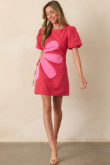Living My Best Life Red Cotton Short Sleeve Cut-Out Mini Dress