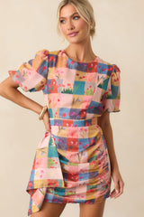 More Than Meets The Eye Blush Pink Floral Plaid Mini Dress