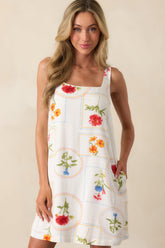 It Comes Easy To Me Ivory Floral Patchwork Mini Dress
