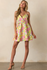 Simple Elegance Light Pink Floral Jacquard Mini Dress