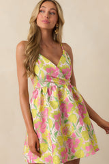 Simple Elegance Light Pink Floral Jacquard Mini Dress