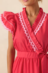 Nothing In Particular Red Flutter Sleeve Ruffle Maxi Dress