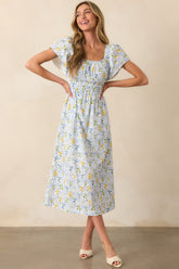 MINKPINK Light Blue Floral Meadow Flutter Midi Dress
