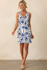 MINKPINK Blue Patchwork Sylvie Button Up Mini Dress