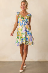 MINKPINK Yellow Floral Fable Frill Mini Dress