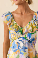 MINKPINK Yellow Floral Fable Frill Mini Dress