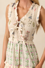 Whatever Happens Ivory Floral Cotton Sleeveless Maxi Dress