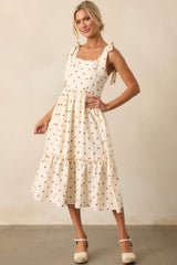 Freshly Picked Ivory Strawberry Print Sleeveless Midi Dress